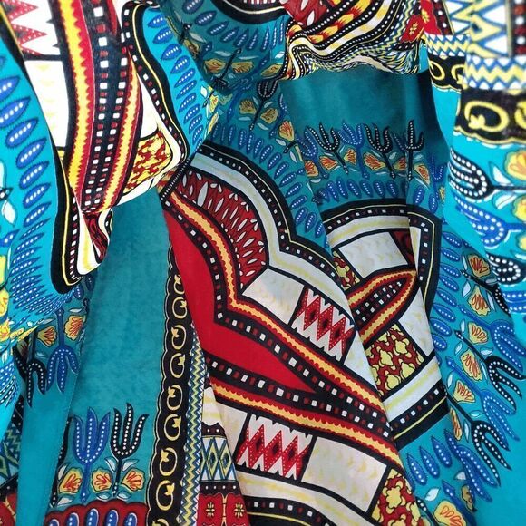 Mix Nouveau Skirt Womens Medium Green Polyester Dashiki Print Maxi Elastic Waist - Picture 7 of 10